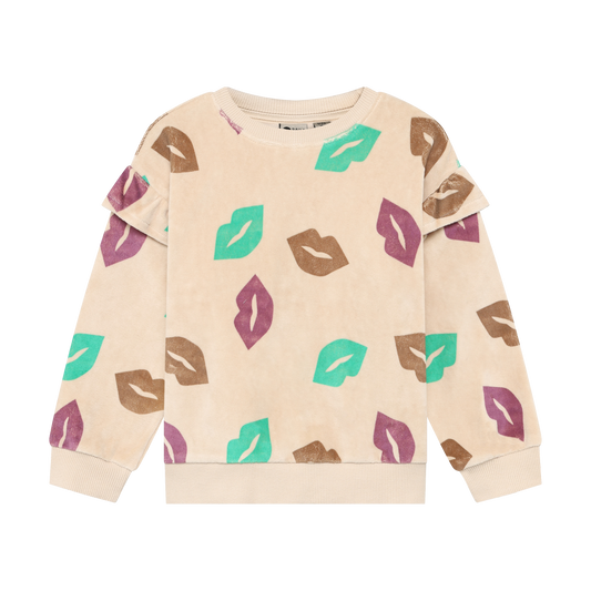 Tan Allover Lip Sweatshirt