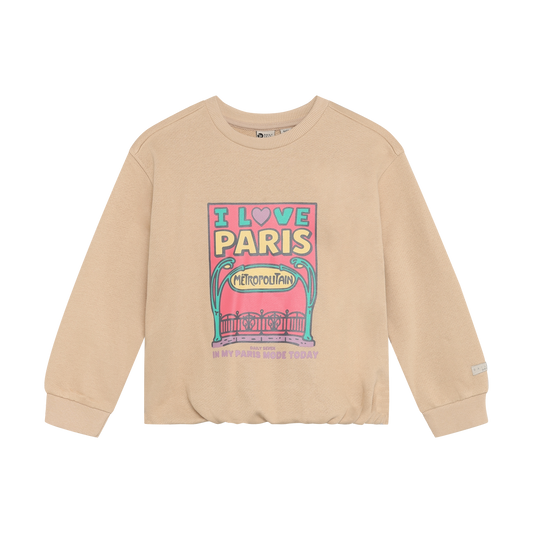 ‘I Love Paris’ Tan Cropped Sweatshirt