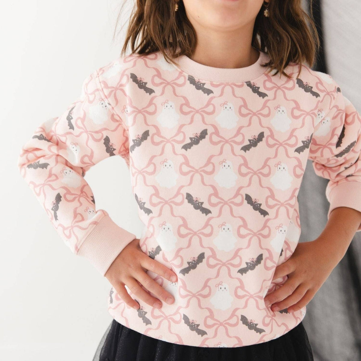 BAT AND GHOST TRELLIS HALLOWEEN SWEATSHIRT