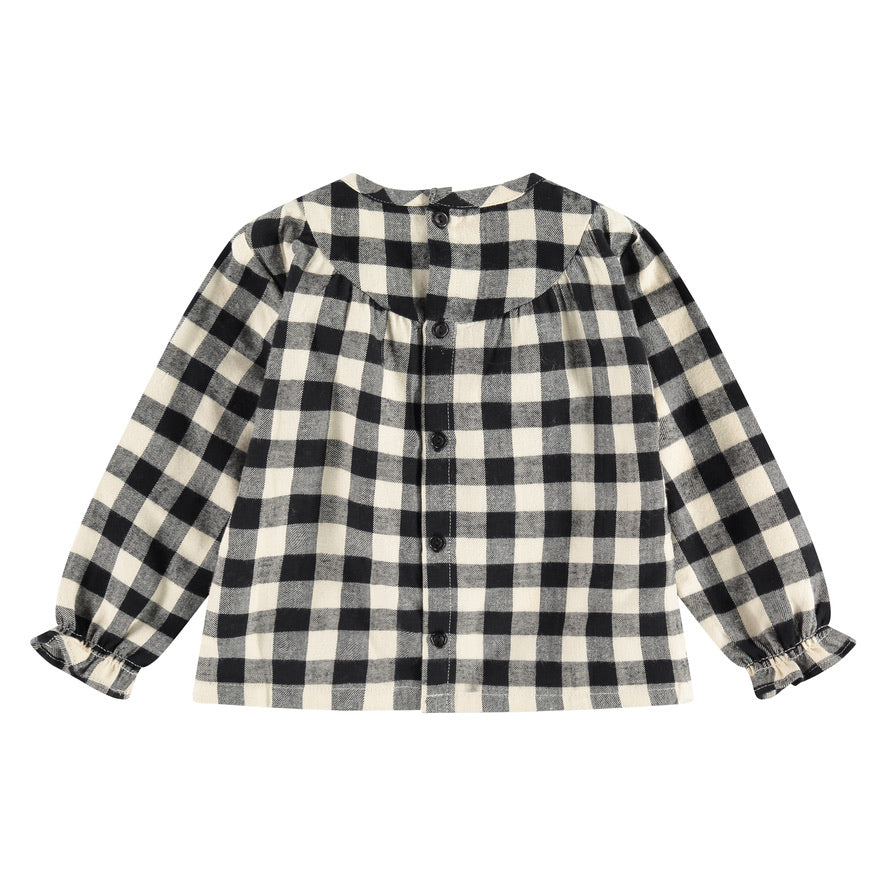 Black/Cream Check Plaid Blouse