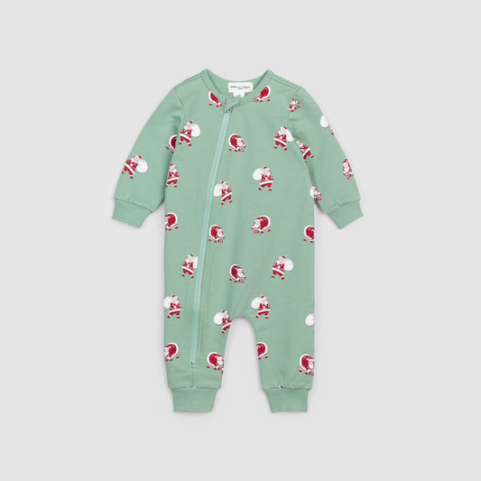 Santa Print on Mint Green Coverall