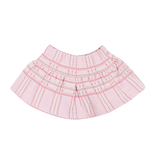 Pink Plaid Pleated Skirt