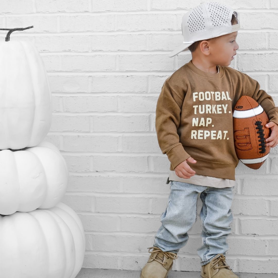 Football Turkey Nap Repeat Thanksgiving Sweatshirt