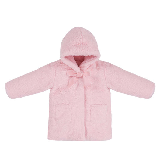 Baby Pink Hooded Fur Jacket