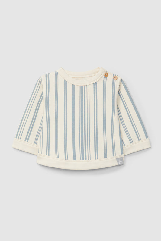 printed plush sweater - mint stripe