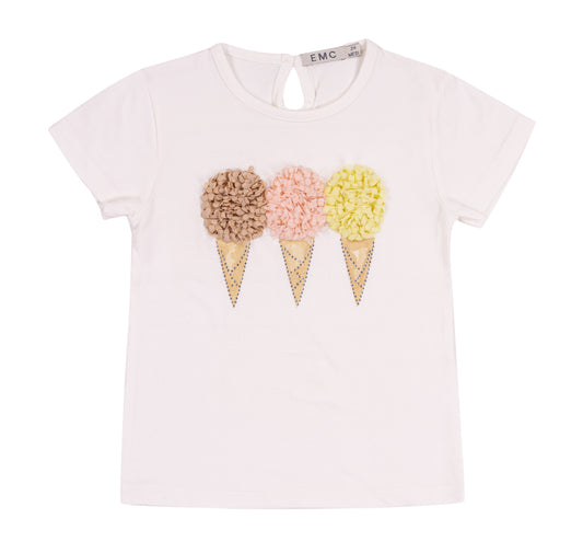 ice cream ruffle & rhinestone tee