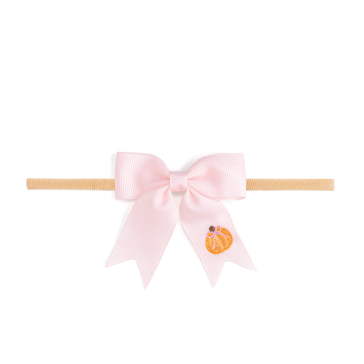 PUMPKIN EMBROIDERED BOW BABY HEADBAND