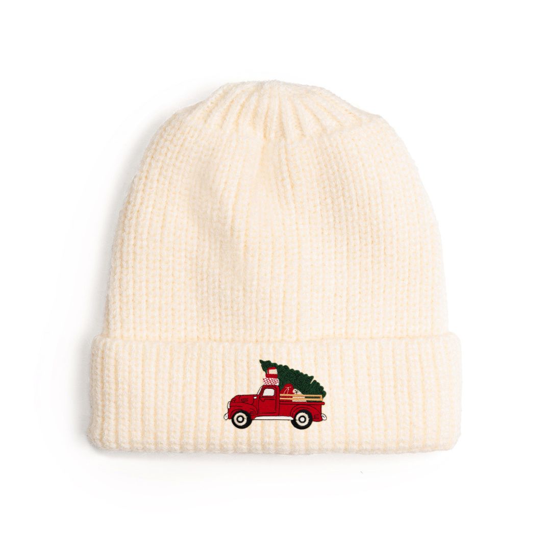 Christmas Truck Patch Beanie - Natural