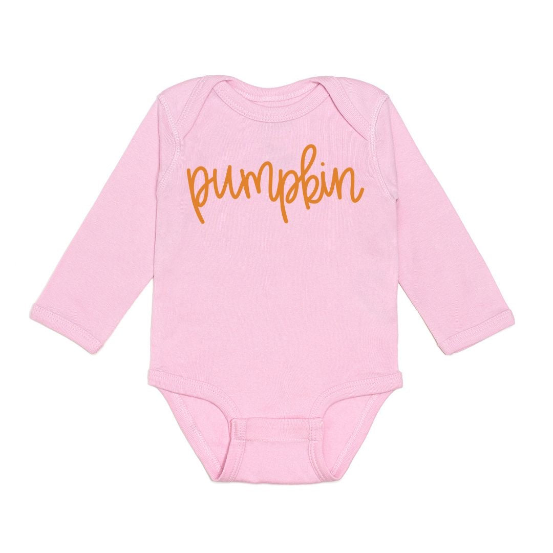 Pumpkin Pink Long Sleeve Onesie