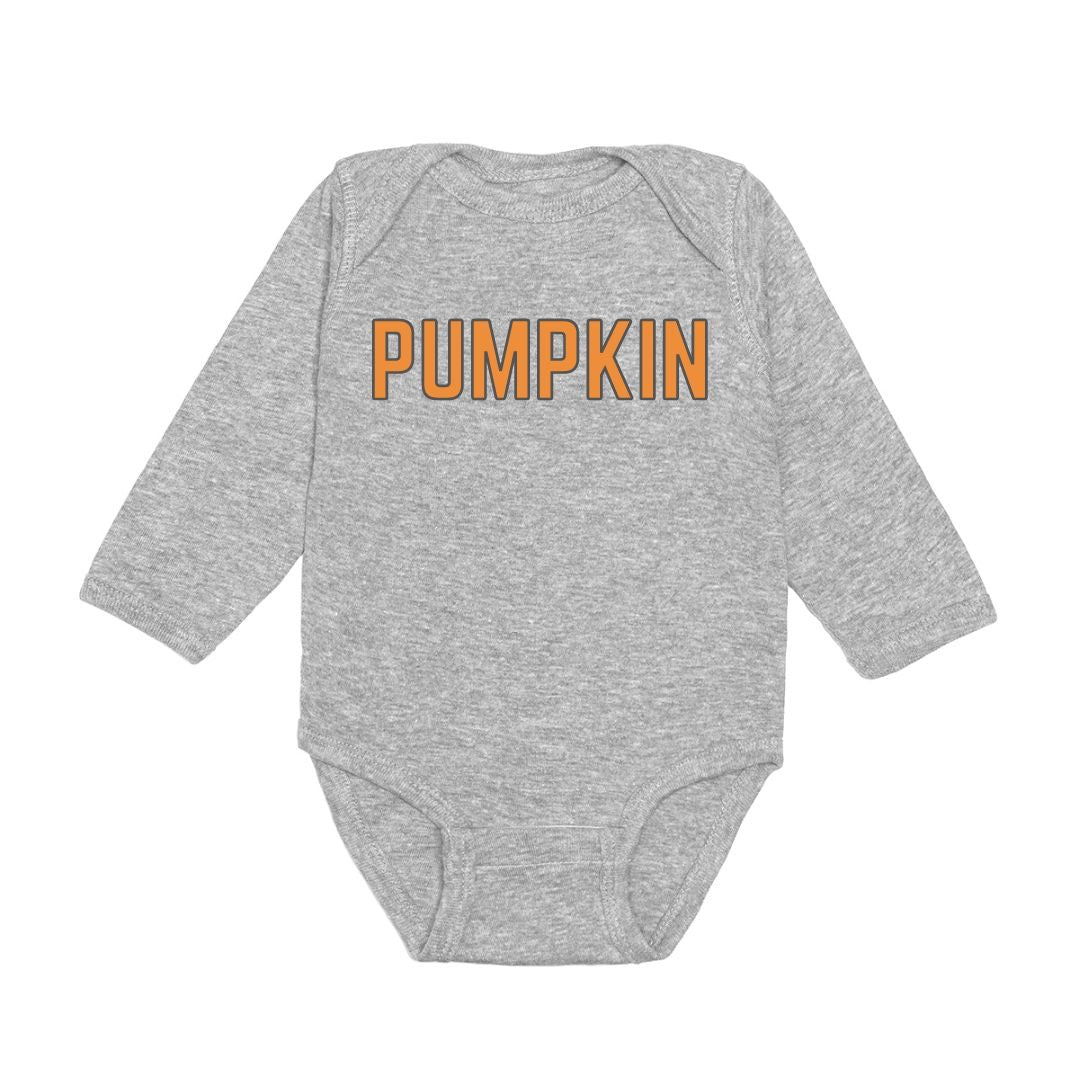 Pumpkin Long Sleeve Grey Onesie