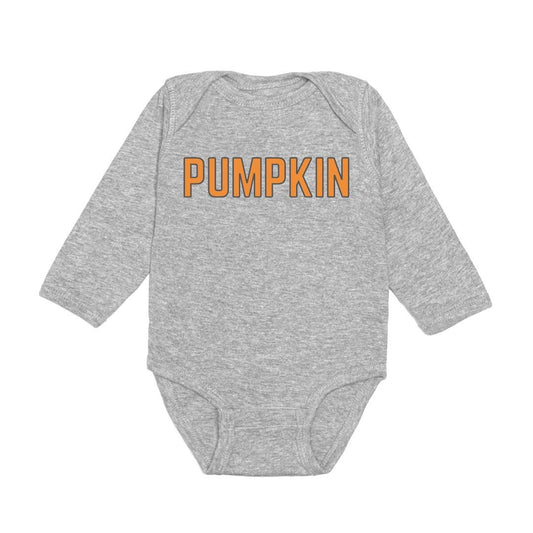 Pumpkin Long Sleeve Grey Onesie