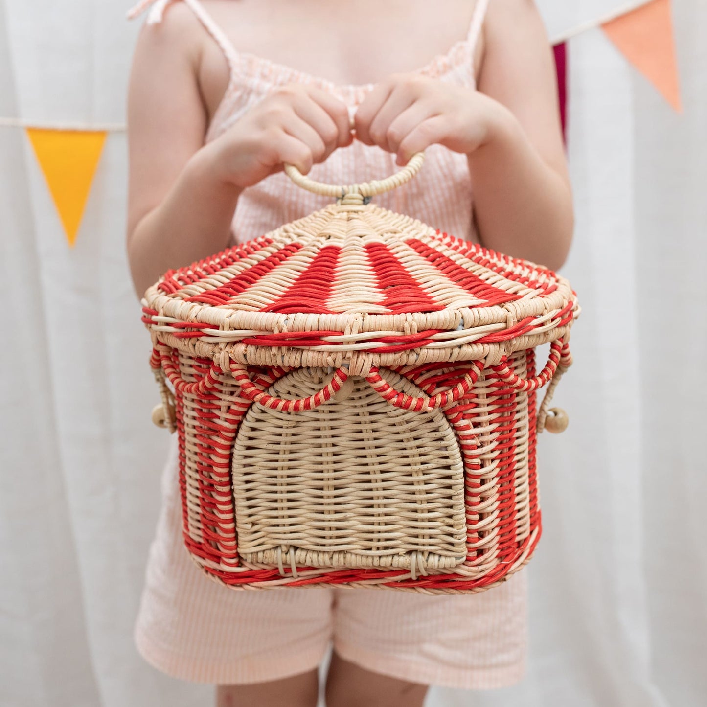 Circus Tent Basket – Red & Straw