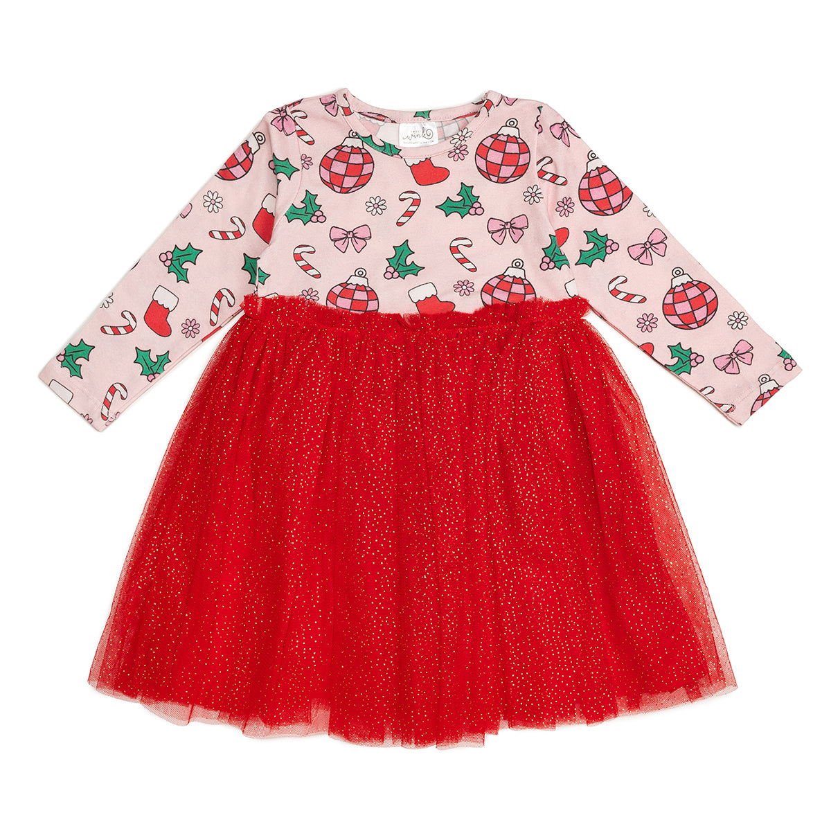 Disco Christmas Long Sleeve Tutu Dress