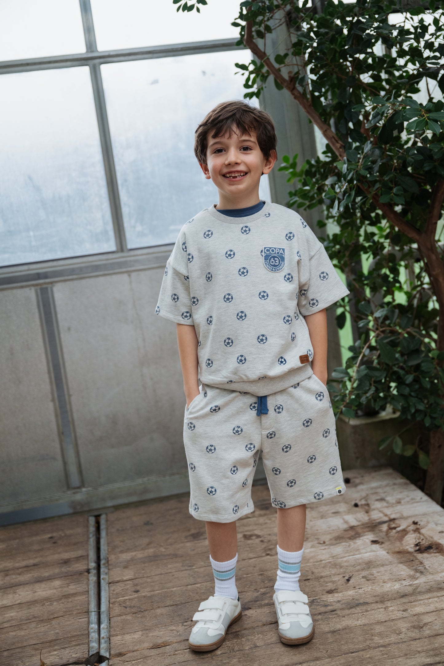 Blue Heathered Grey Soccer Sweatshirt Tee