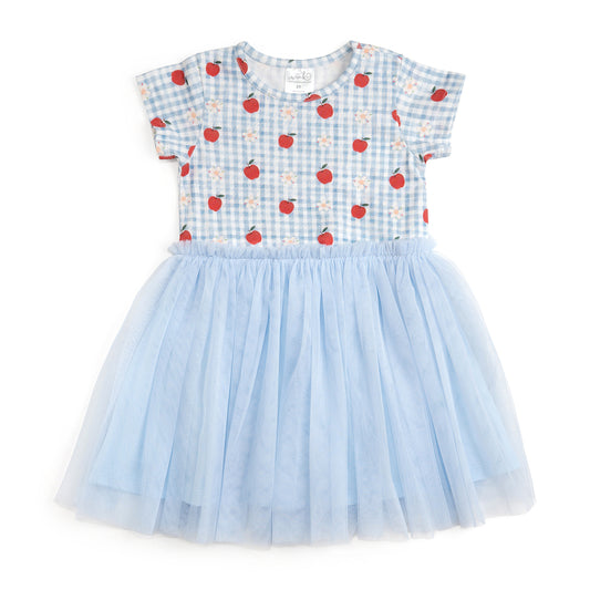 Apple Gingham Short Sleeve Tutu Dress
