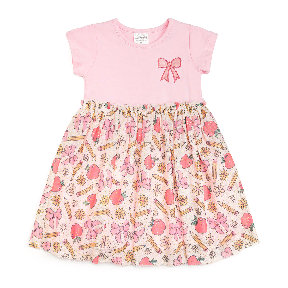 Back to School Cutie Patch Short Sleeve Tutu Dress