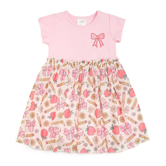 Back to School Cutie Patch Short Sleeve Tutu Dress
