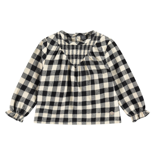 Black/Cream Check Plaid Blouse