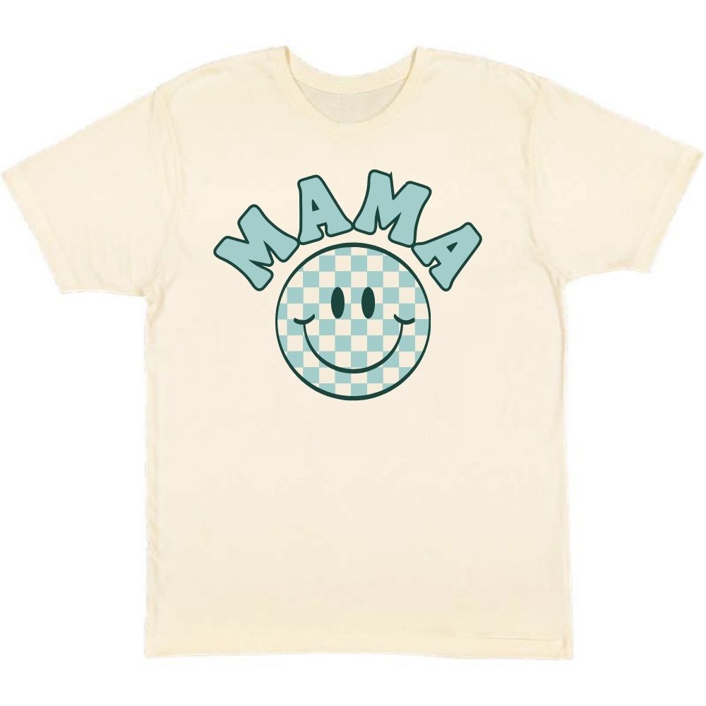MAMA Smiley Checkered Adult Short Sleeve Tee