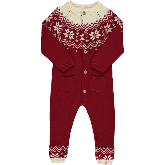 Red Fairisle Sweater Romper