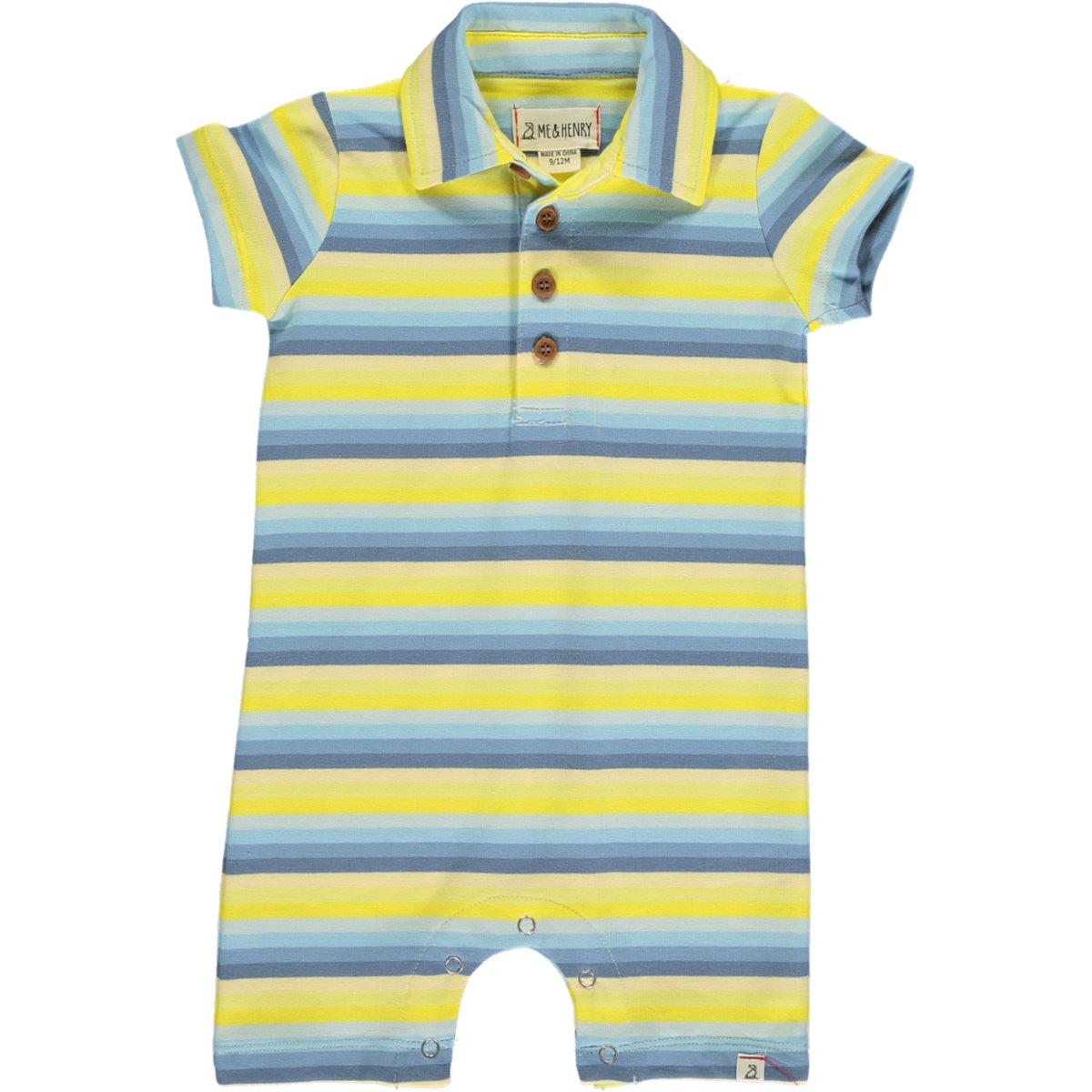 Yellow/Blue Stripe Polo Romper