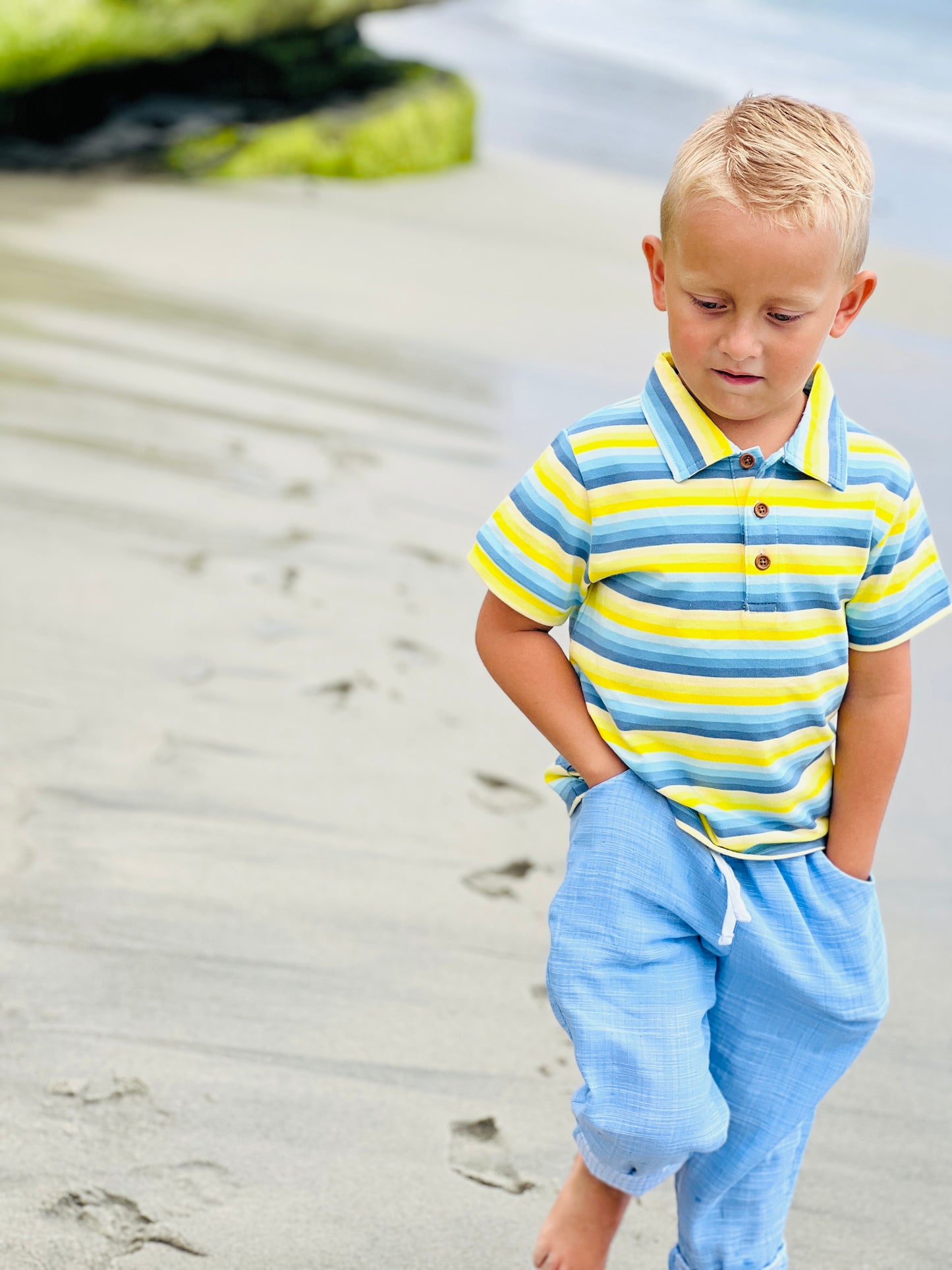 Yellow/Blue Stripe Polo Shirt