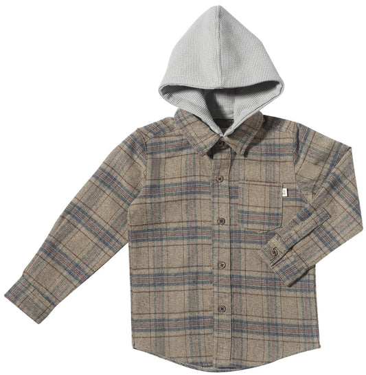 Beige Plaid Erin Hooded Shirt