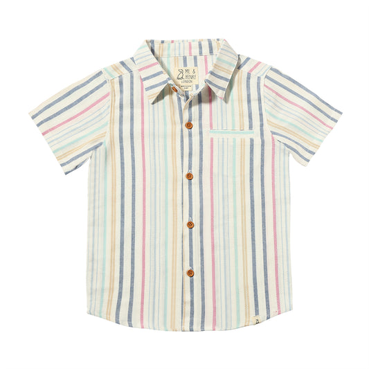 Newport Blue/Pink/White Woven Stripe Shirt