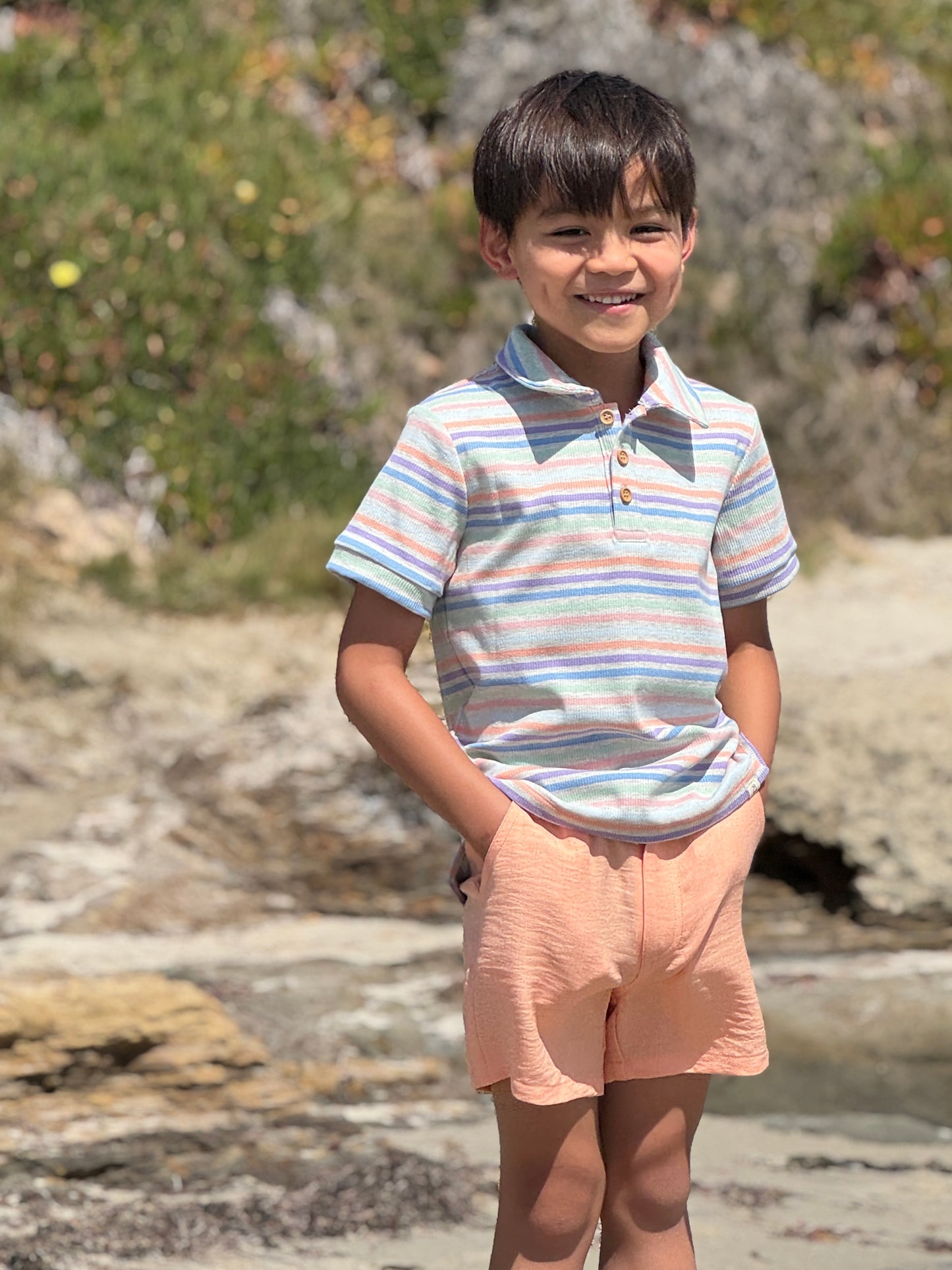 Peach Multi Stripe Shipping Polo
