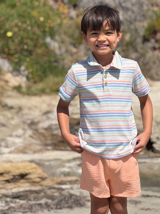 Peach Multi Stripe Shipping Polo