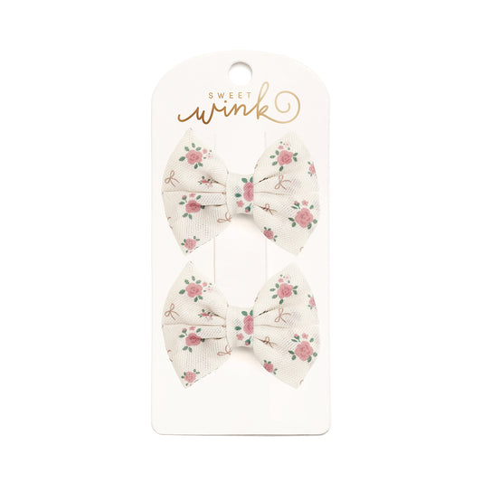 COQUETTE ROSE TULLE BOW CLIP SET