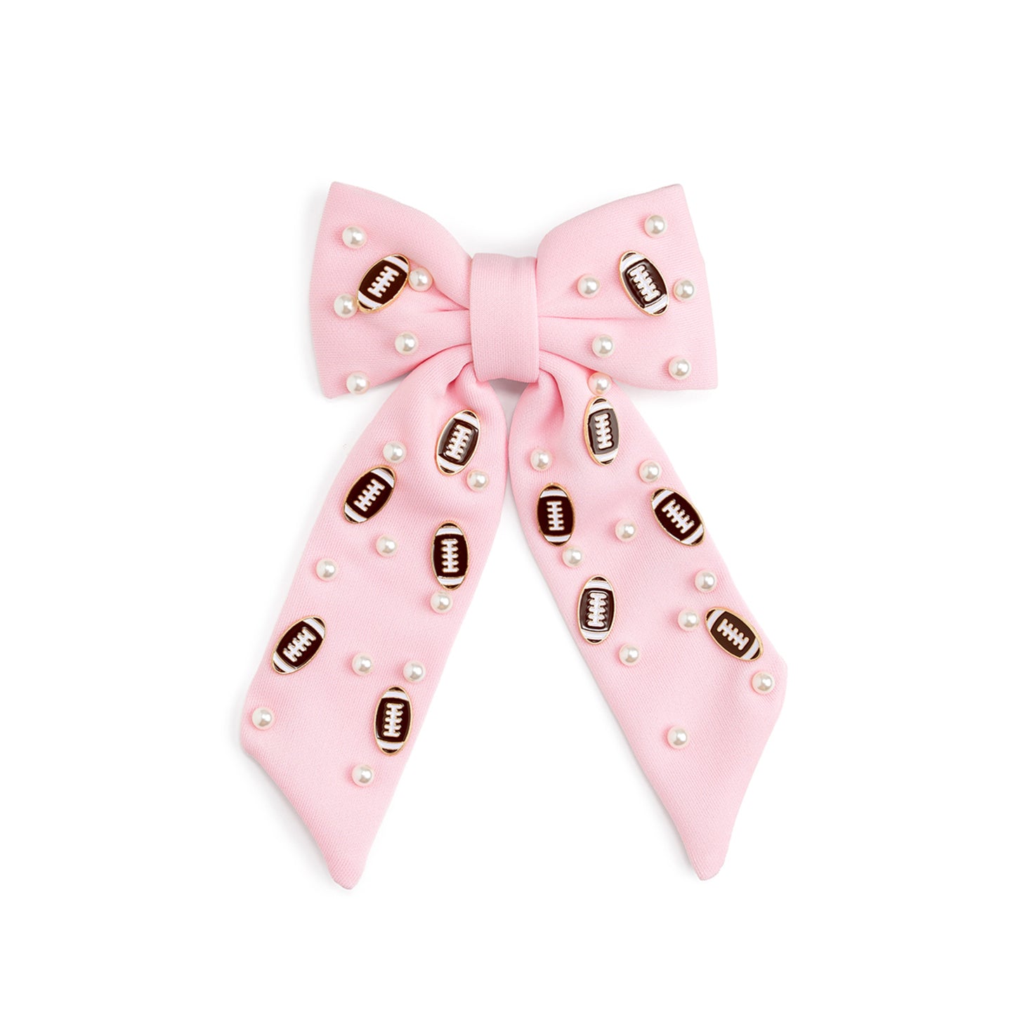 Football Pearl Bow Clip