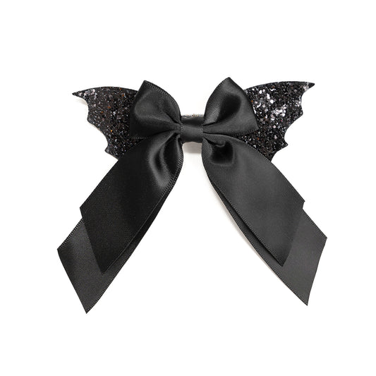 Glitter Bat Halloween Coquette Bow Clip