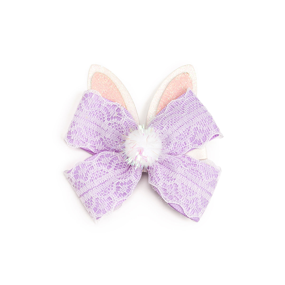 Lavender Lace Easter Bunny Bow Clip