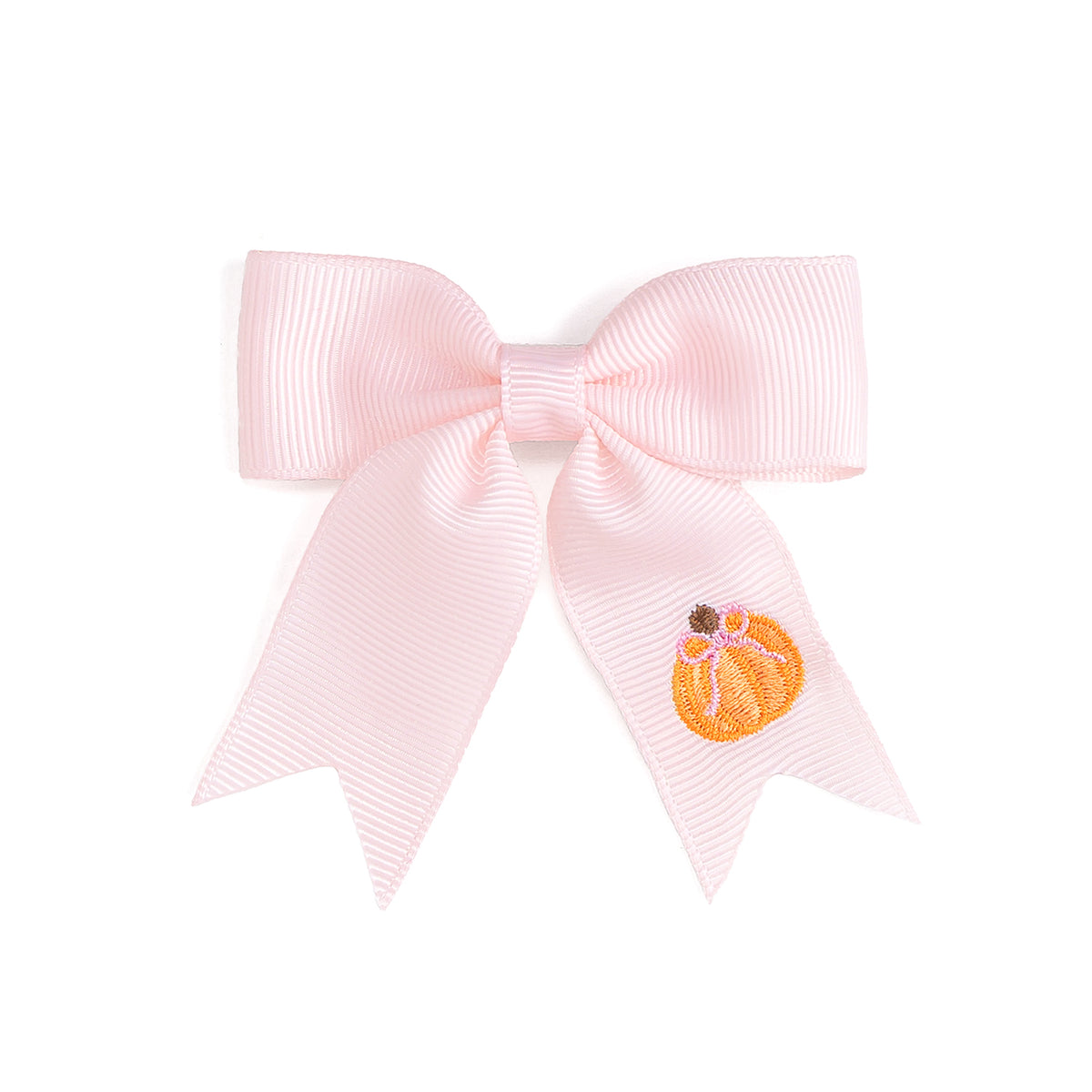 PUMPKIN EMBROIDERED BOW CLIP