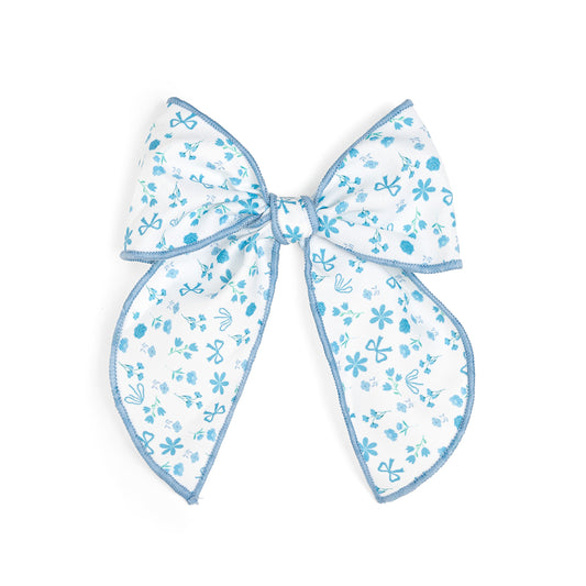 SKY FLORAL BOW CLIP