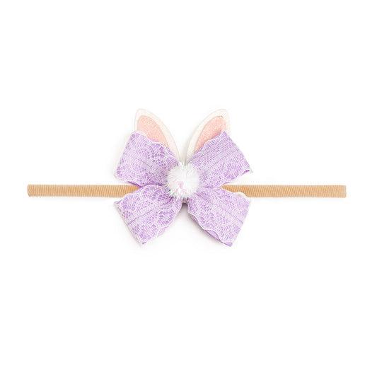 Lavender Lace Easter Bunny Baby Bow Headband