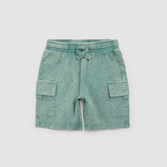 Green Acid Wash Cargo Shorts