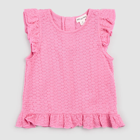 Magenta Ruffled Sleeveless Top