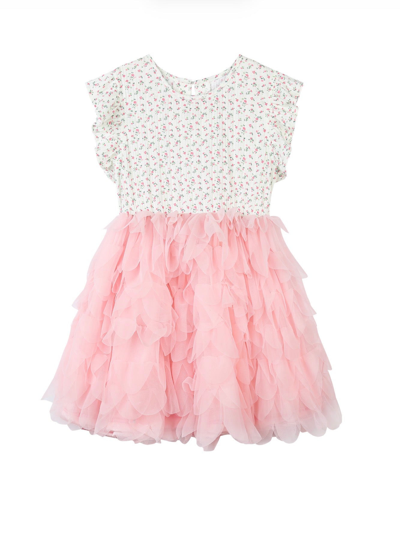 Pink Floral with Tulle Dixie Dress