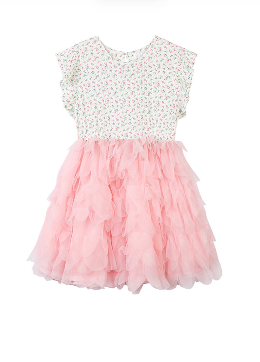 Pink Floral with Tulle Dixie Dress