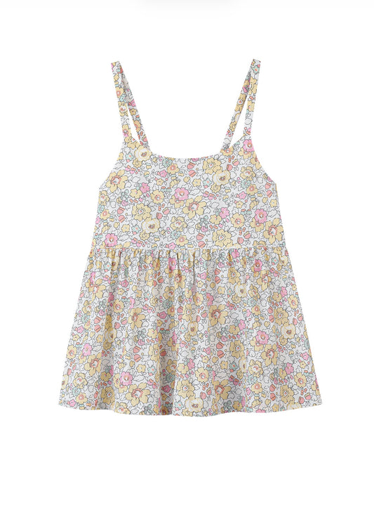 Yellow Retro Floral Katie Top