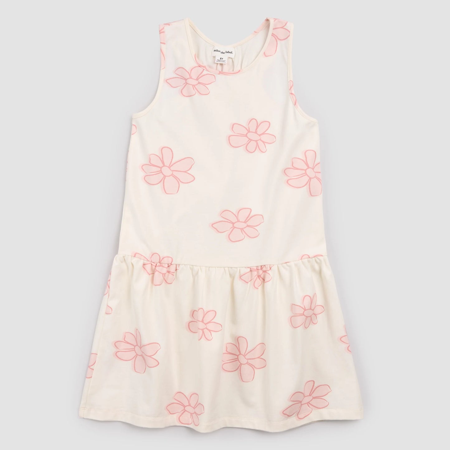 Flowers on White Racerback Jersey Dress