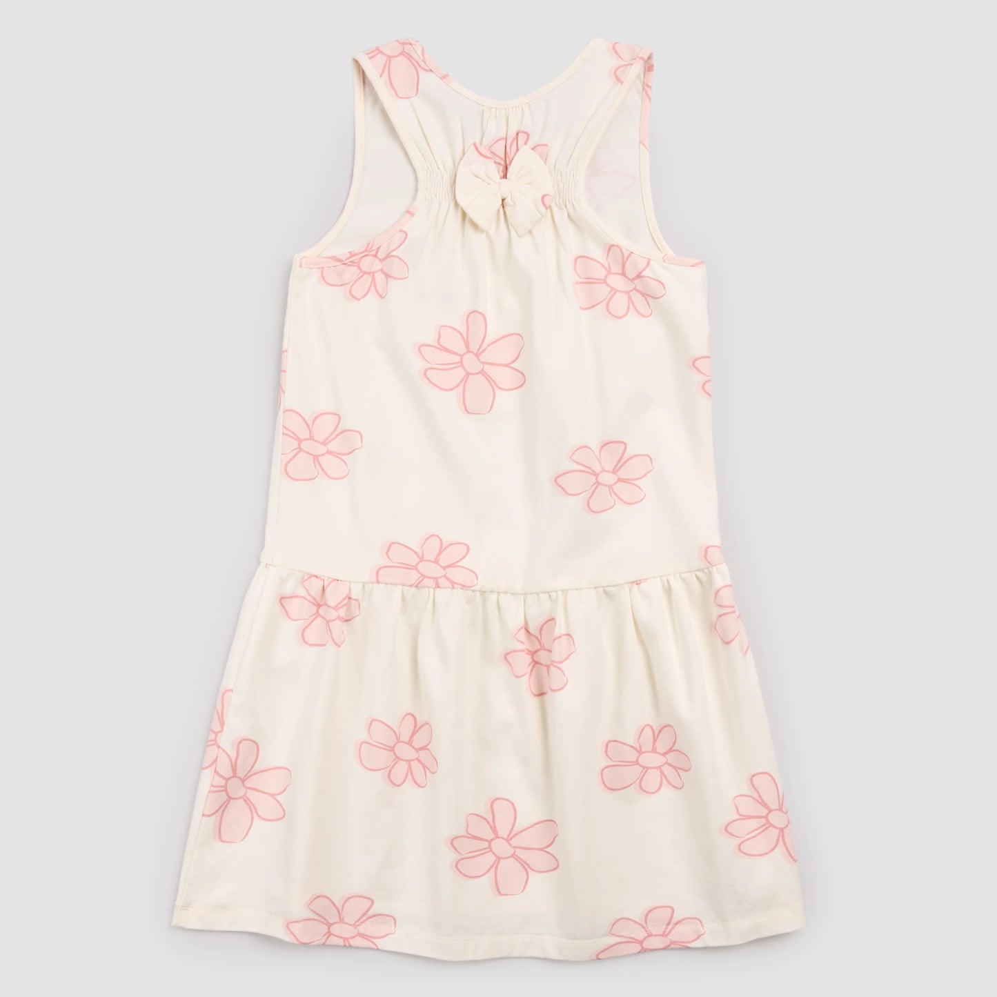 Flowers on White Racerback Jersey Dress