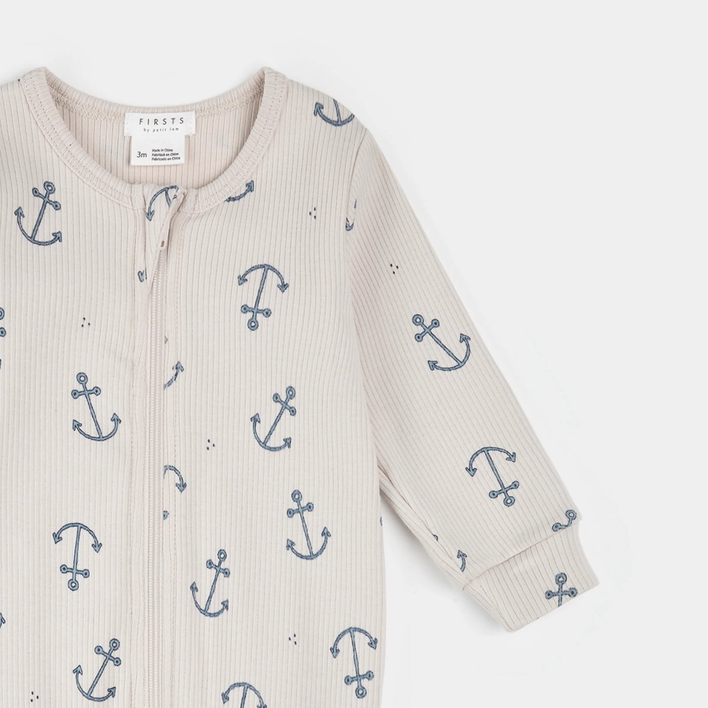 Anchor Print on Beige Ribbed Sleeper