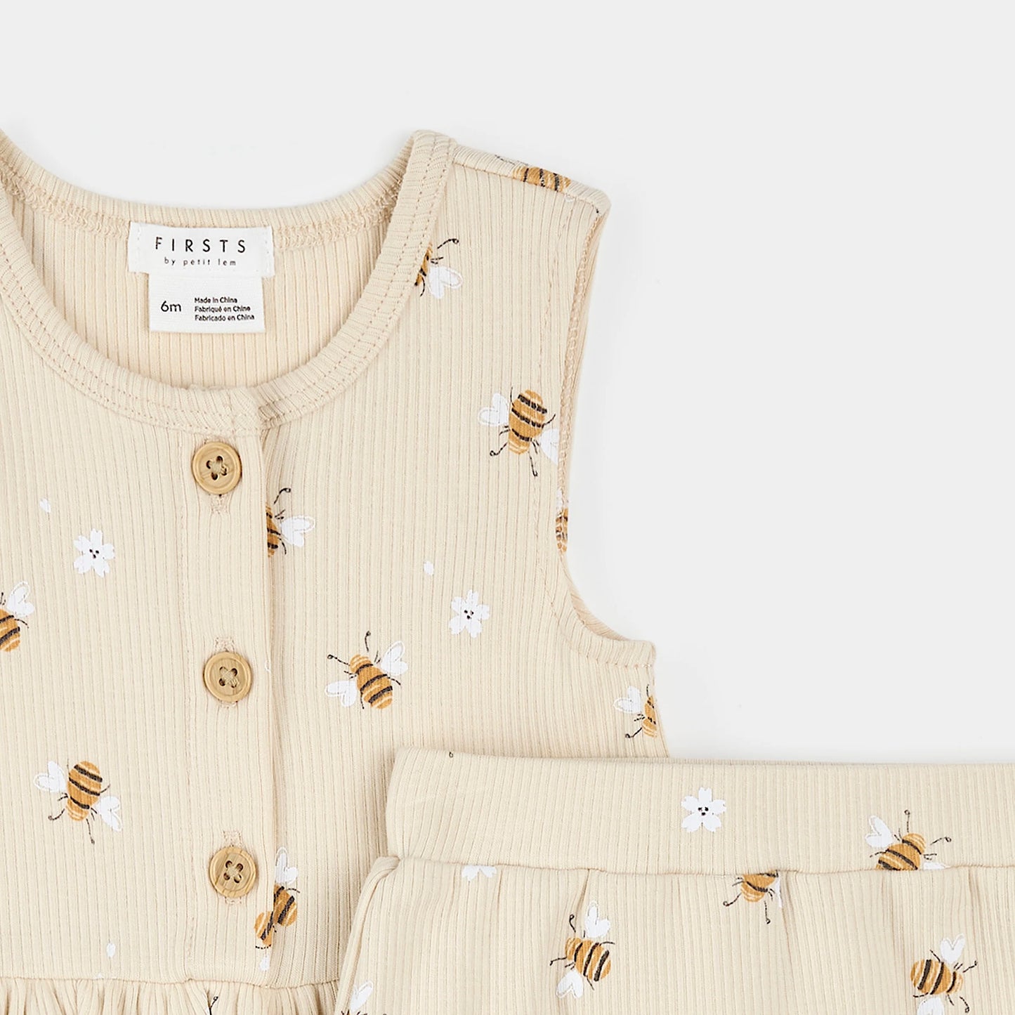 Bee Print on Beige Ruffled Tank & Bloomer