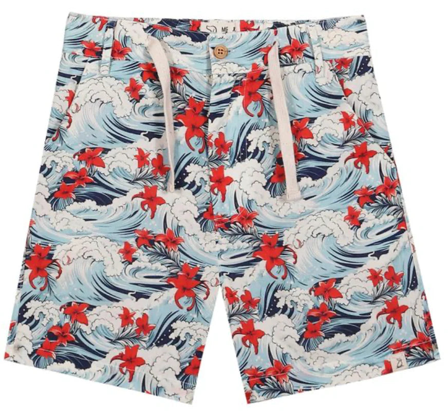 Hawaiian Waves Mahalo Printed Shorts