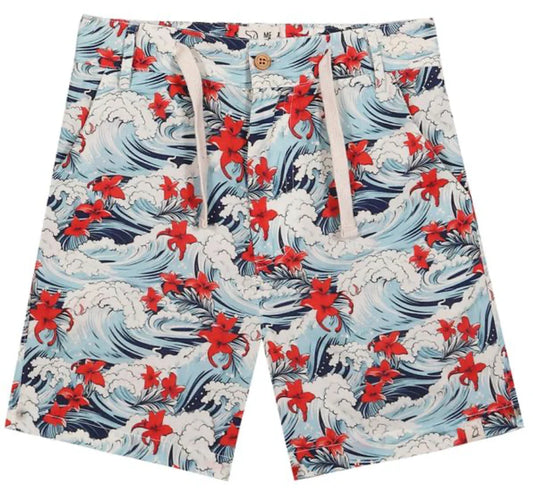 Hawaiian Waves Mahalo Printed Shorts