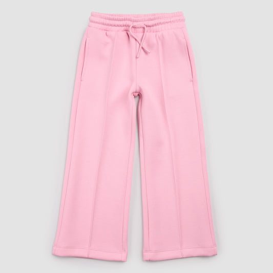 Bubblegum Scuba Knit Wide Leg Girl's Joggers