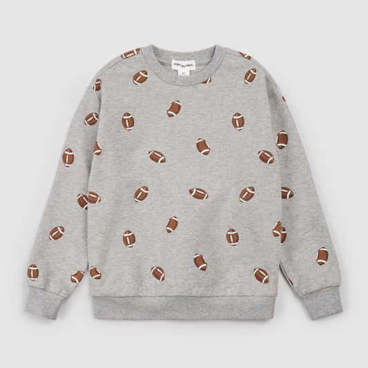 Football Print on Grey Mix Sweatshirt